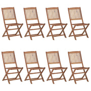 Sedie da Giardino Pieghevoli 8 pz con Cuscini Massello Acacia 3075045