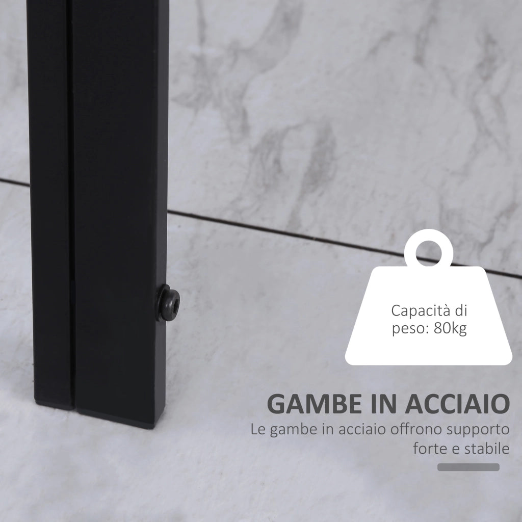 Tavolo da Cucina per 4 Persone in Metallo e Vetro Temperato, 120x60x75 cm, Nero