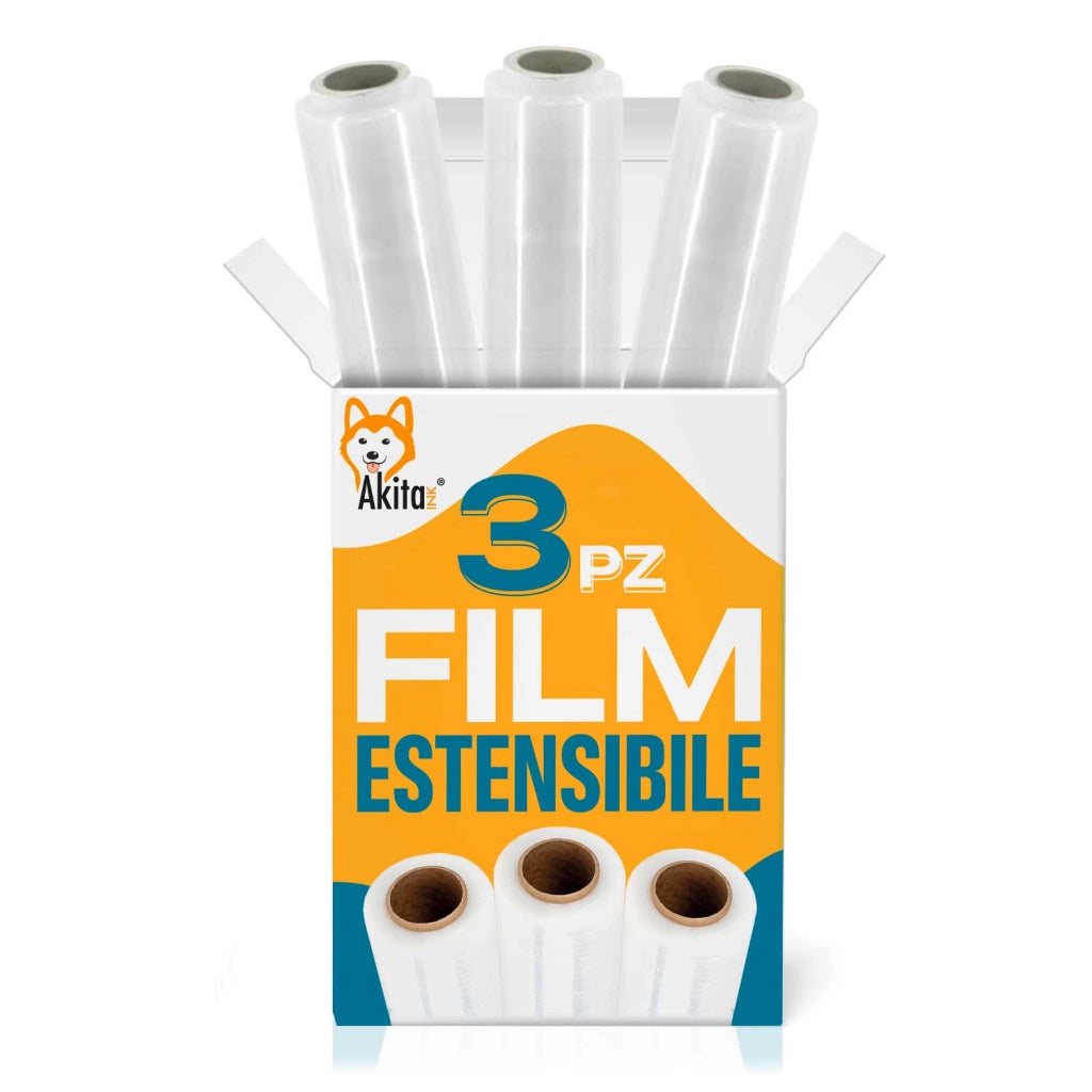 Akitaink 3 PZ Film Estensibile Trasparente Resistente 2,4 KG