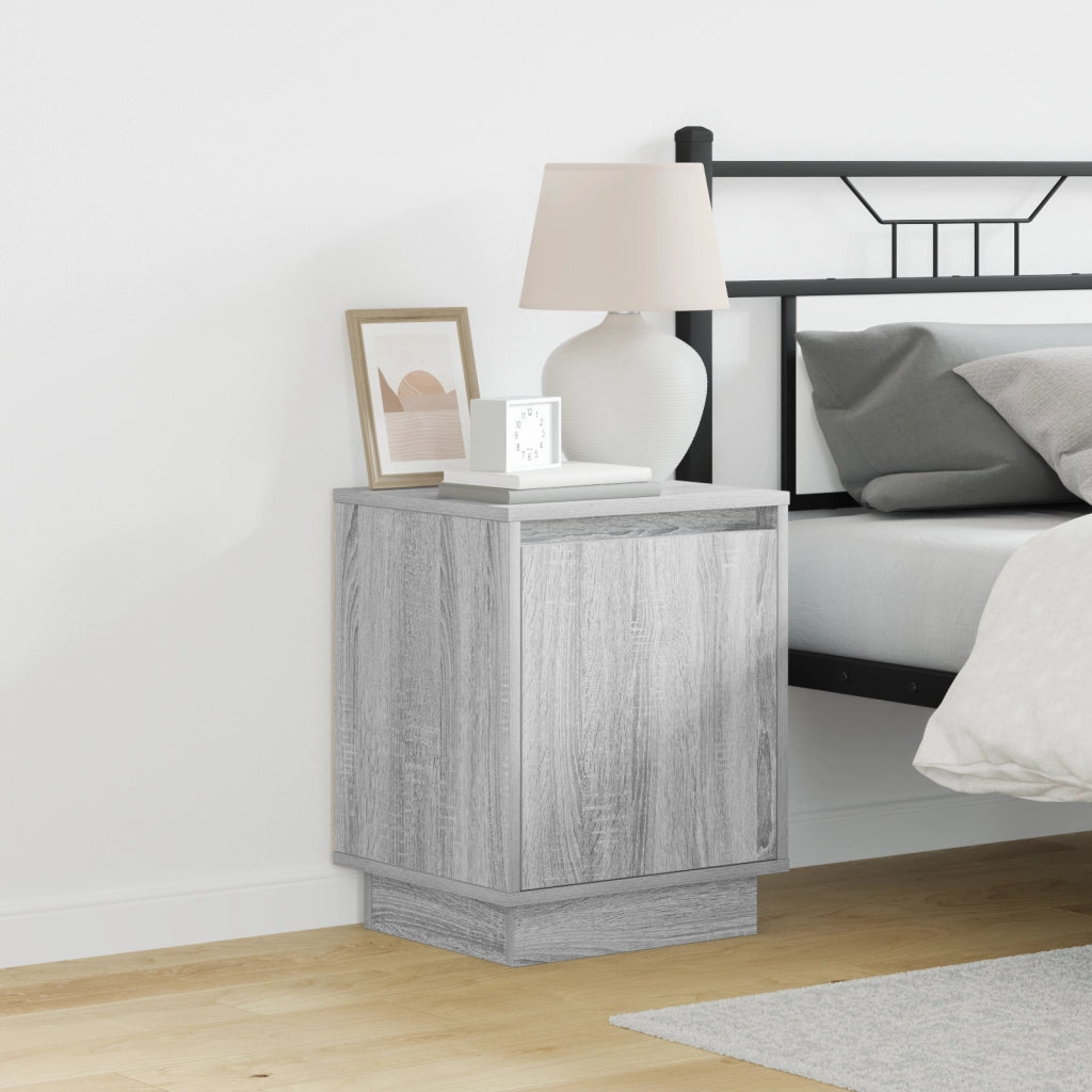Comodini con luci LED 2 pezzi Grigio Sonoma 39x34,5x50 cm