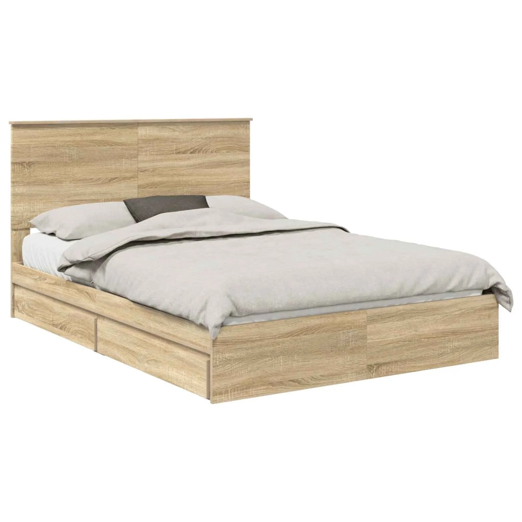 Letto con Contenitore con testiera Rovere Sonoma 140 x 190 cm