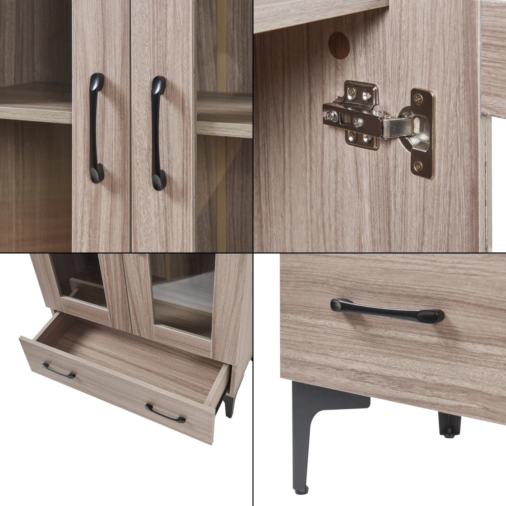 Armadio a Vetrata Søndersø Credenza con Vetrina 115 x 70 x 31 cm - Effetto Rovere Sonoma [en.casa]