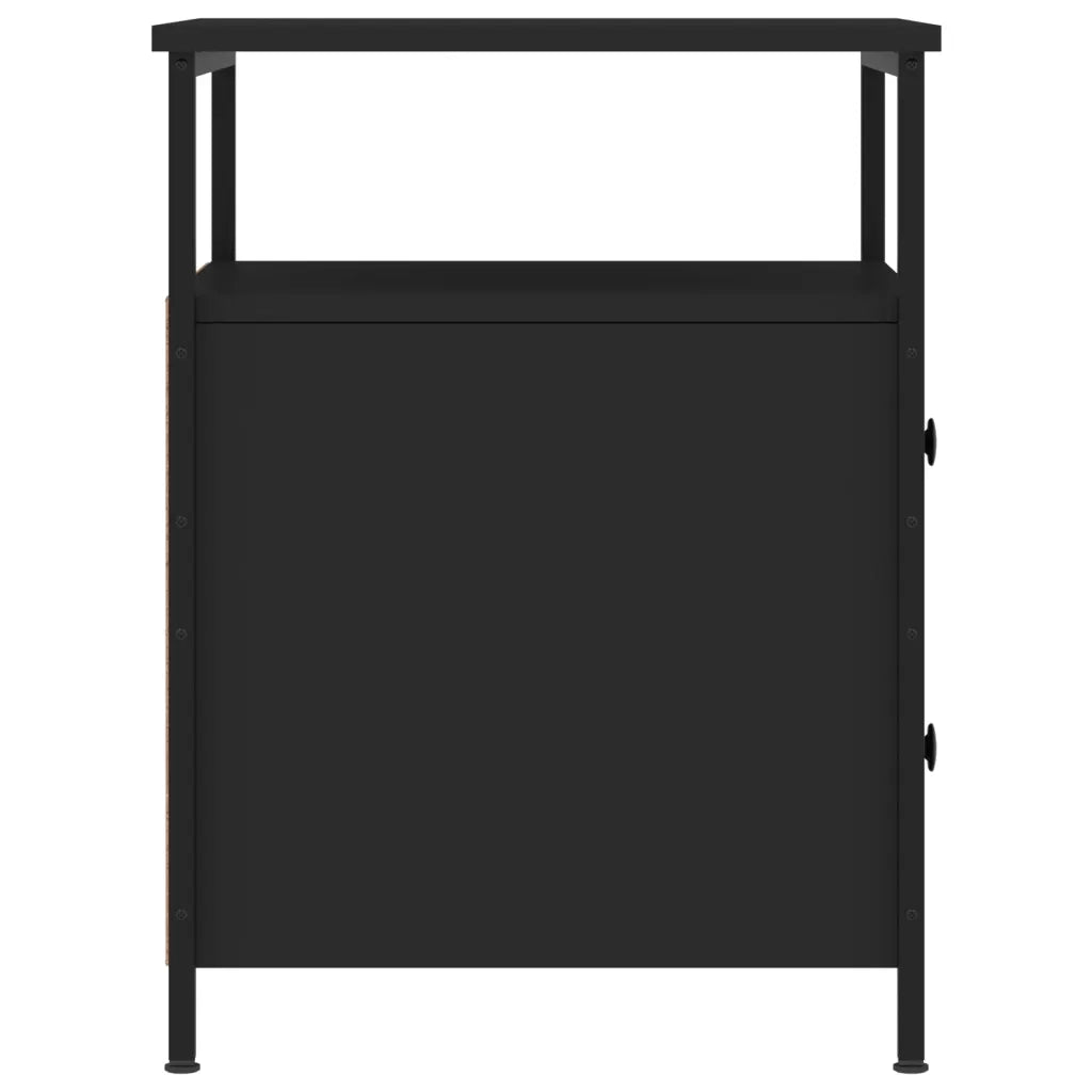 Set di 2 Comodini | Armadio da Notte | Mobiletto da notte Neri 44x45x60 cm in Legno Multistrato