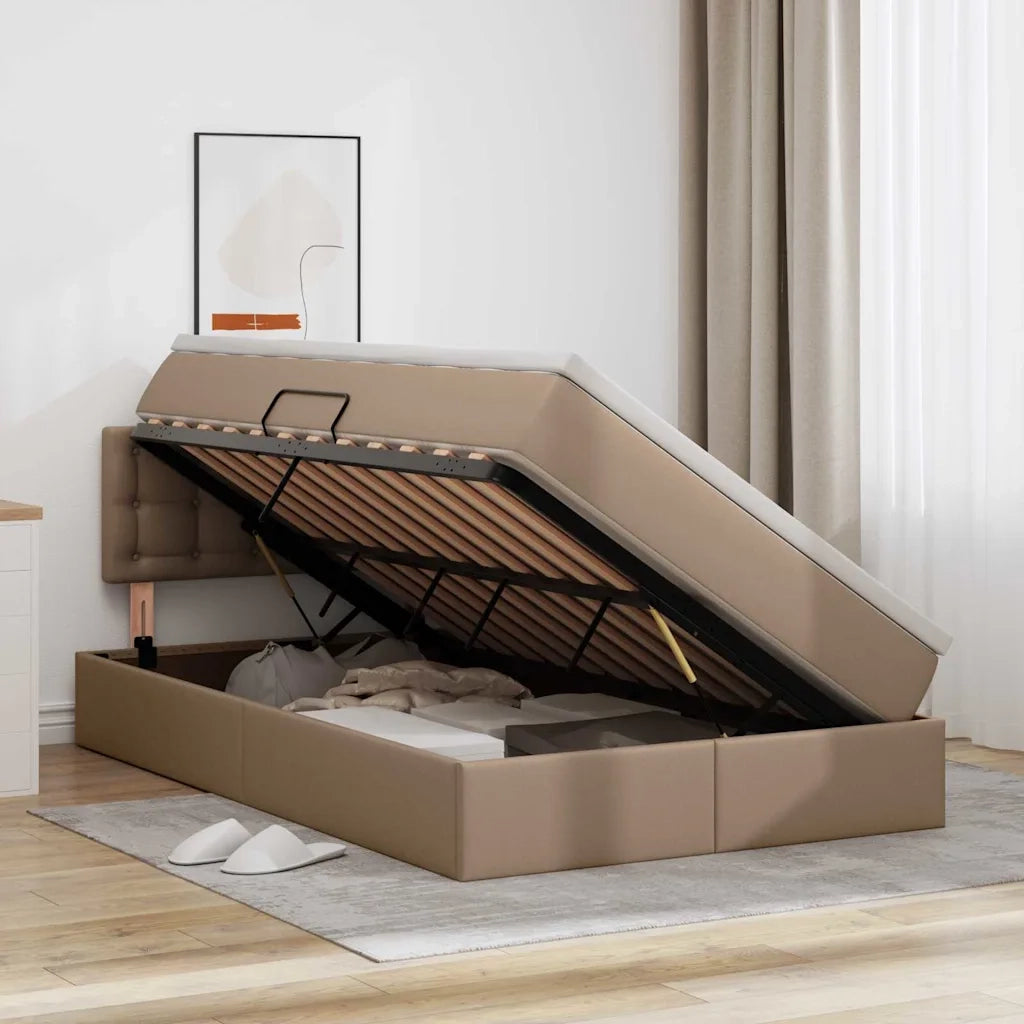 Letto con contenitore e materasso Cappuccino 120 x 200 cm 3370392