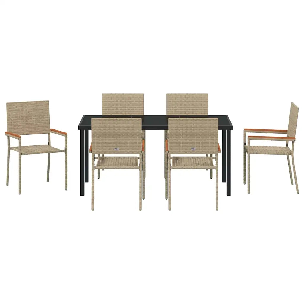 Set da Pranzo per Giardino con cuscino 7 pcs Beige polyrattan 3379720
