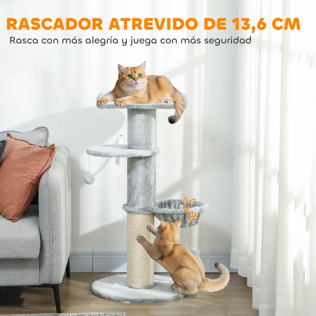 Albero tiragraffi per gatti con letto e piattaforma ¨C zephmum ¨C 103.5 cm grigio chiaro