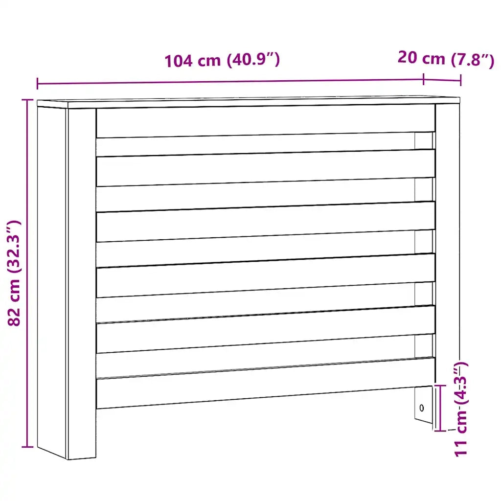 Copertura Termosifone Rovere 104x20x82 cm in Legno Multistrato 852698