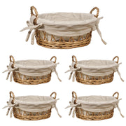 Ceste cestini portapane tondo x 5 vimini con manici intrecciati cm28x23,5xh 15,5