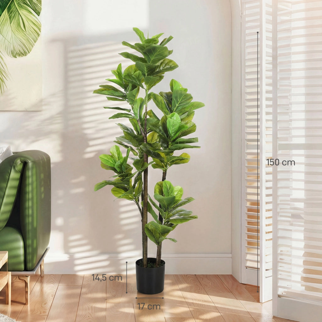 Pianta Finto Fico Lira 150 cm ¨C zephmum ¨C Verde, Cemento