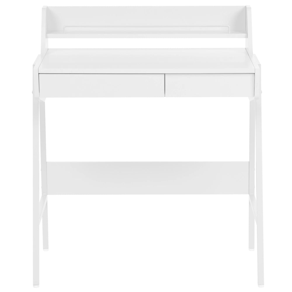 Scrivania da Ufficio in Legno Chiaro e Nero 77 x 46 cm Scaffale 2 Cassetti Scandinavo