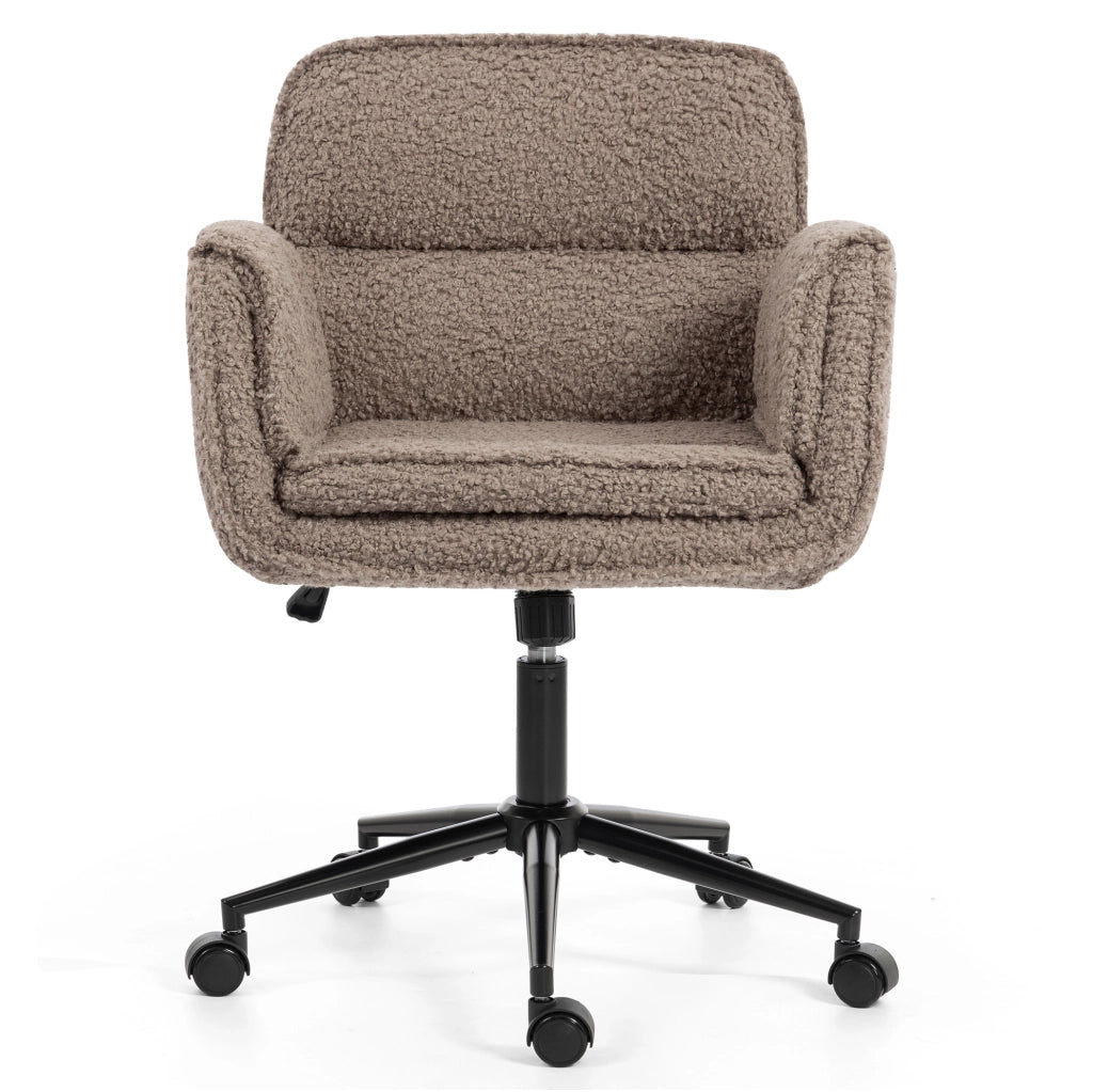 Sedia da ufficio girevole in teddy fleece marrone