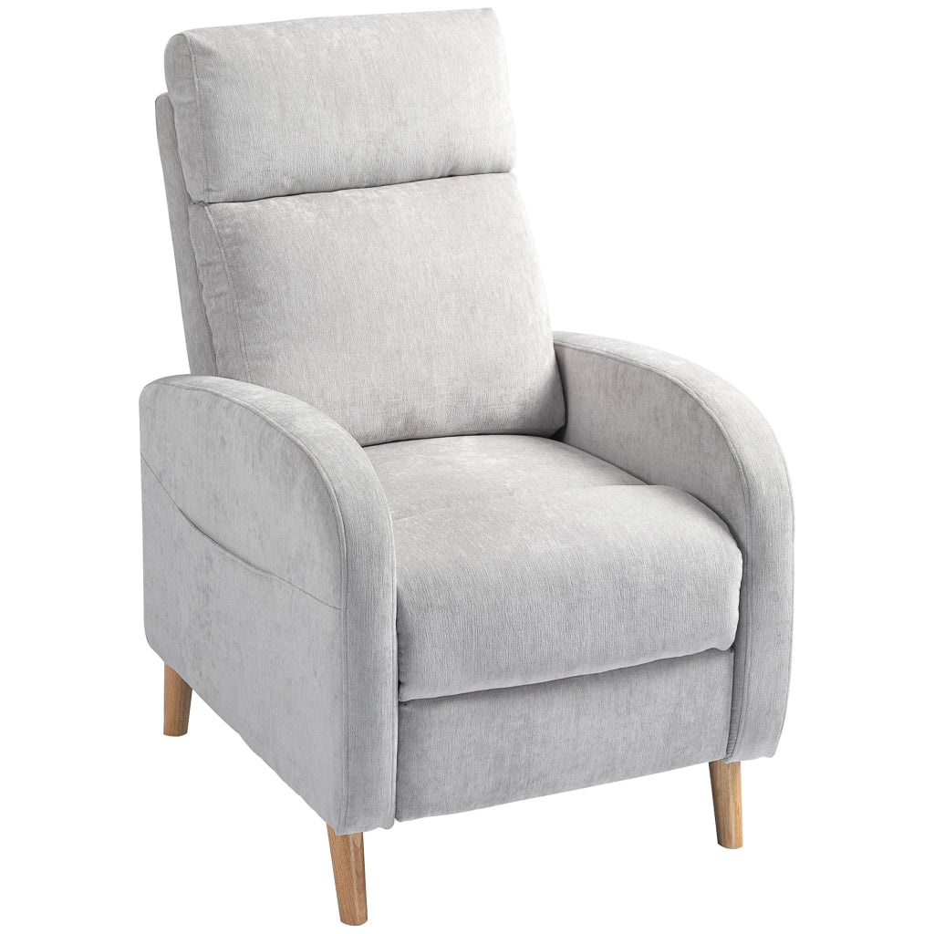 Poltrona Relax Reclinabile con Poggiapiedi ¨C Xylo ¨C Tessuto Grigio Chiaro 68x90x106 cm