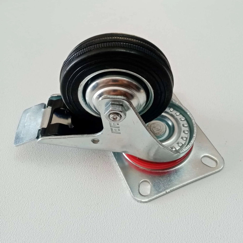 Ff group 85mm ruota in gomma standard con piastra girevole e freno