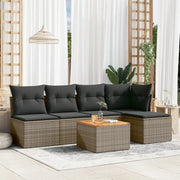 Set Divano da Giardino 6 pz con Cuscini Grigio in Polyrattan 3223603