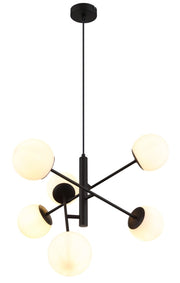 Lampadario scandinavo nero 6xE14 vetro bianco Rabalux Meduza