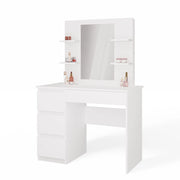 Toeletta MARINA 4p specchio MIJAS sinistro 4 cassetti 4 ripiani bianco per camera da letto