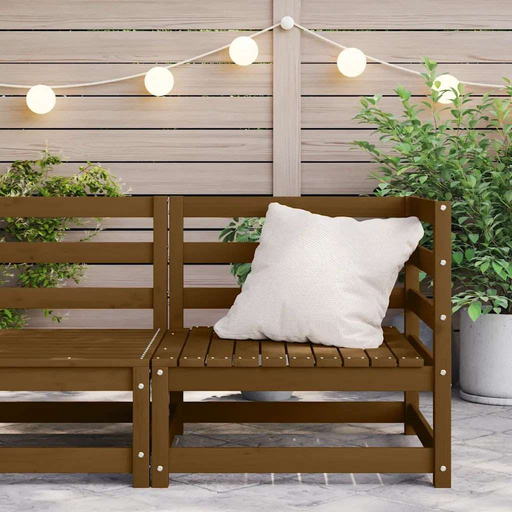 Divano ad Angolo da Giardino Marrone Miele in Massello di Pino cod mxl 39518