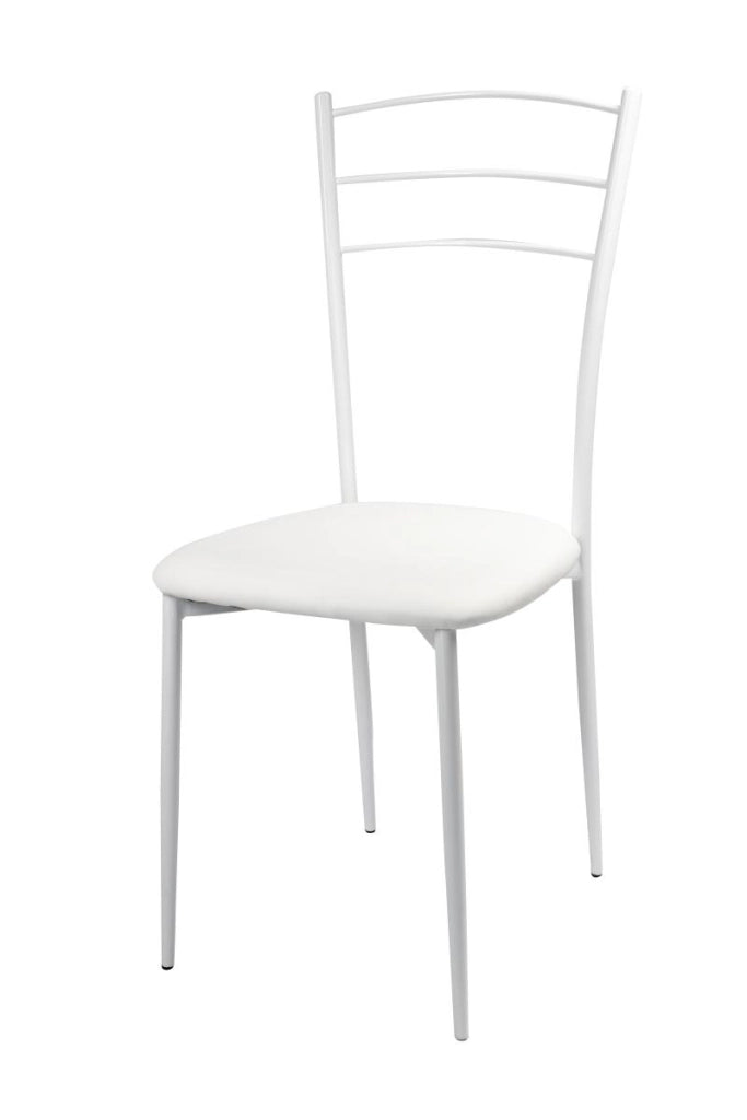 Sedia Marta sedta in Pvc con Struttura verniciata bianca 41X48Cm/H92Cm Bianco