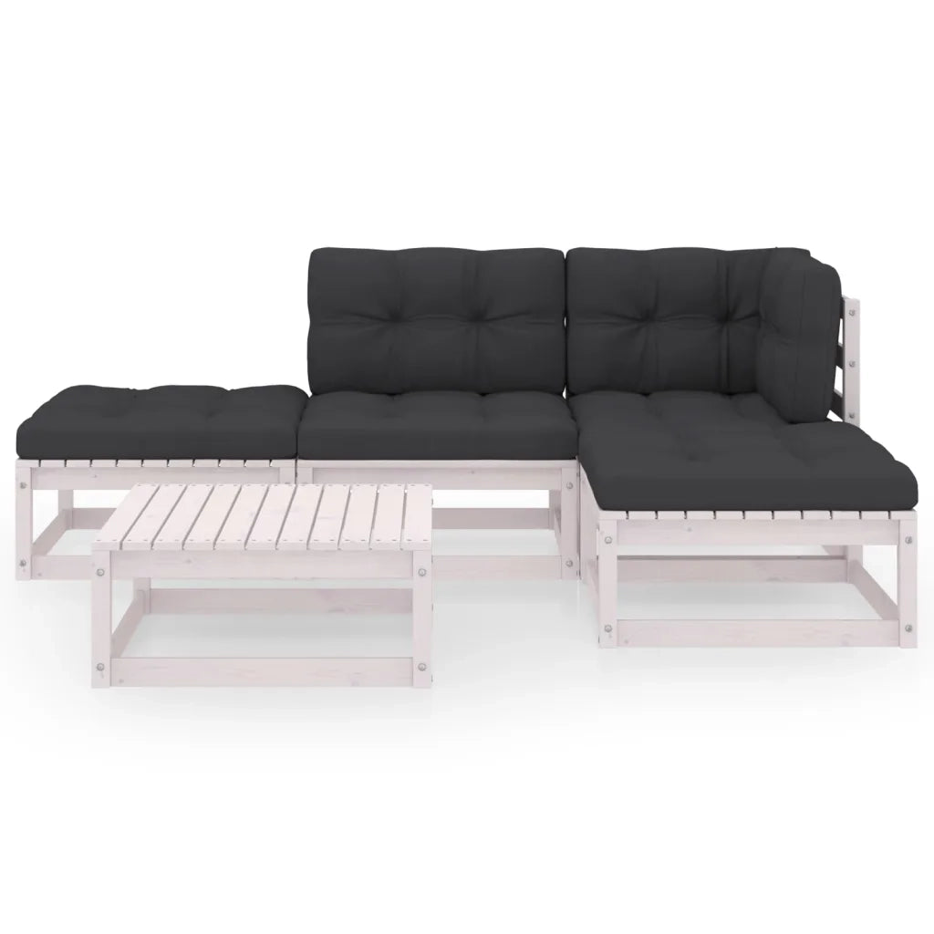 Set Divani da Giardino 5 pz | Set Salotto da Giardino con Cuscini Legno Massello Pino