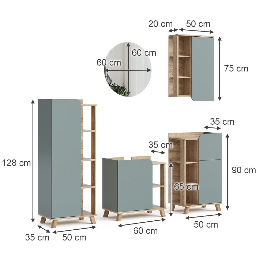 Vicco Set di mobili da bagno Grigio-blu 5 parti