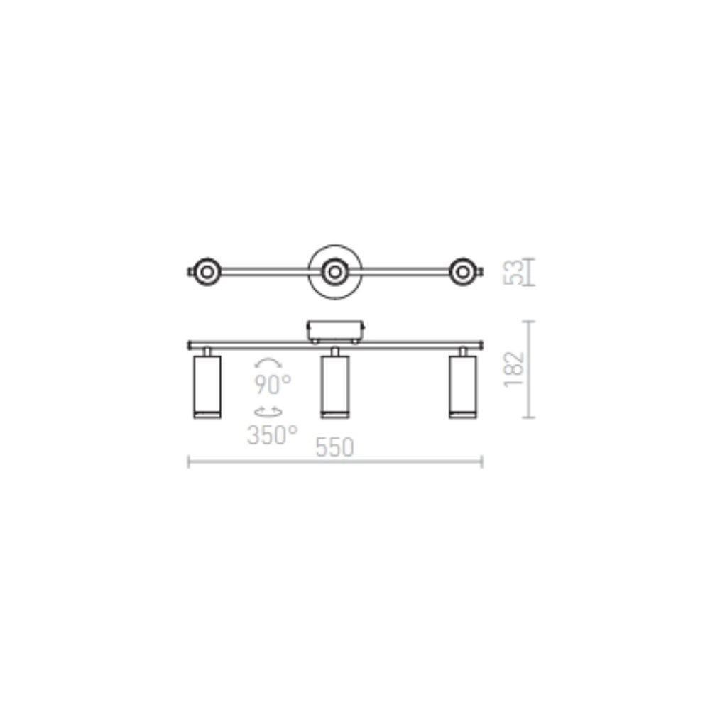 Faretto BOGARD III da parete  nichel opaco 230V LED 3x5W 40°  3000K
