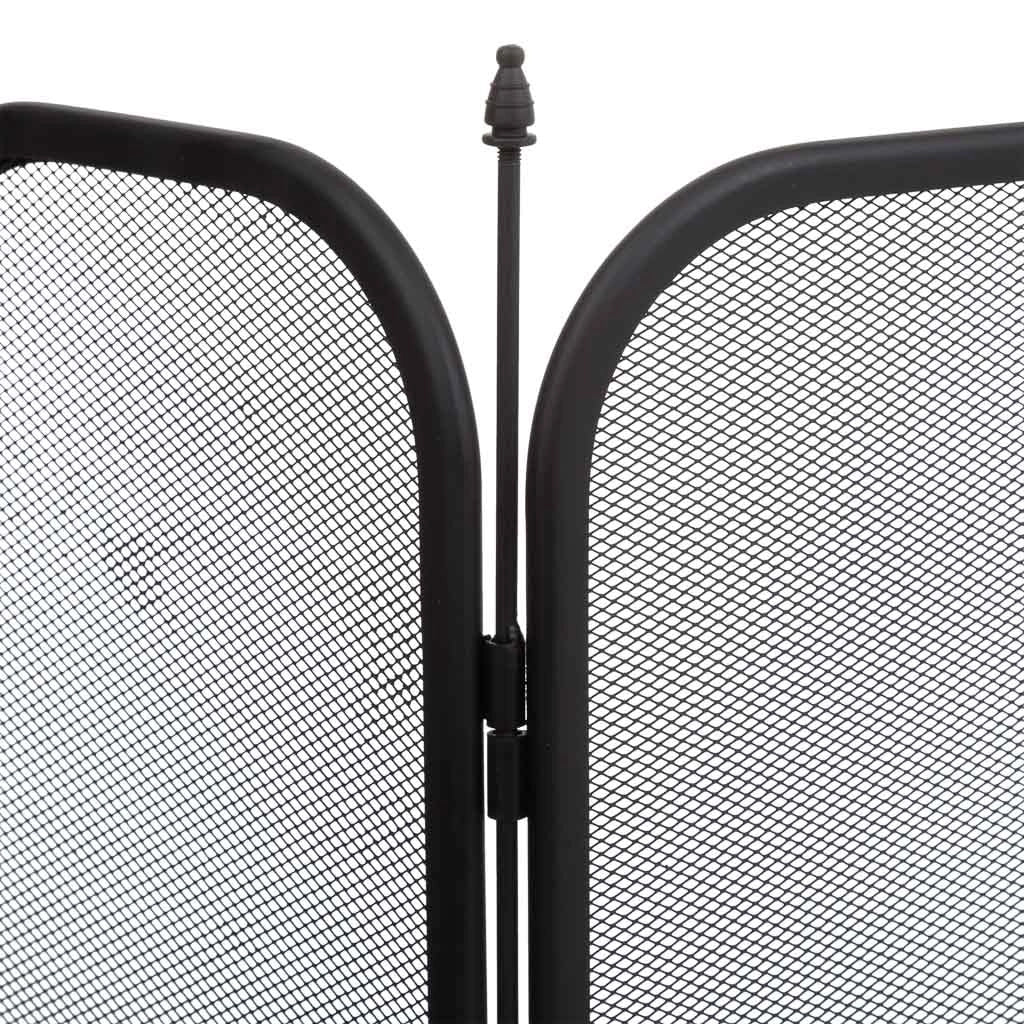 Paravento per camino in metallo nero 97x02x53h cm