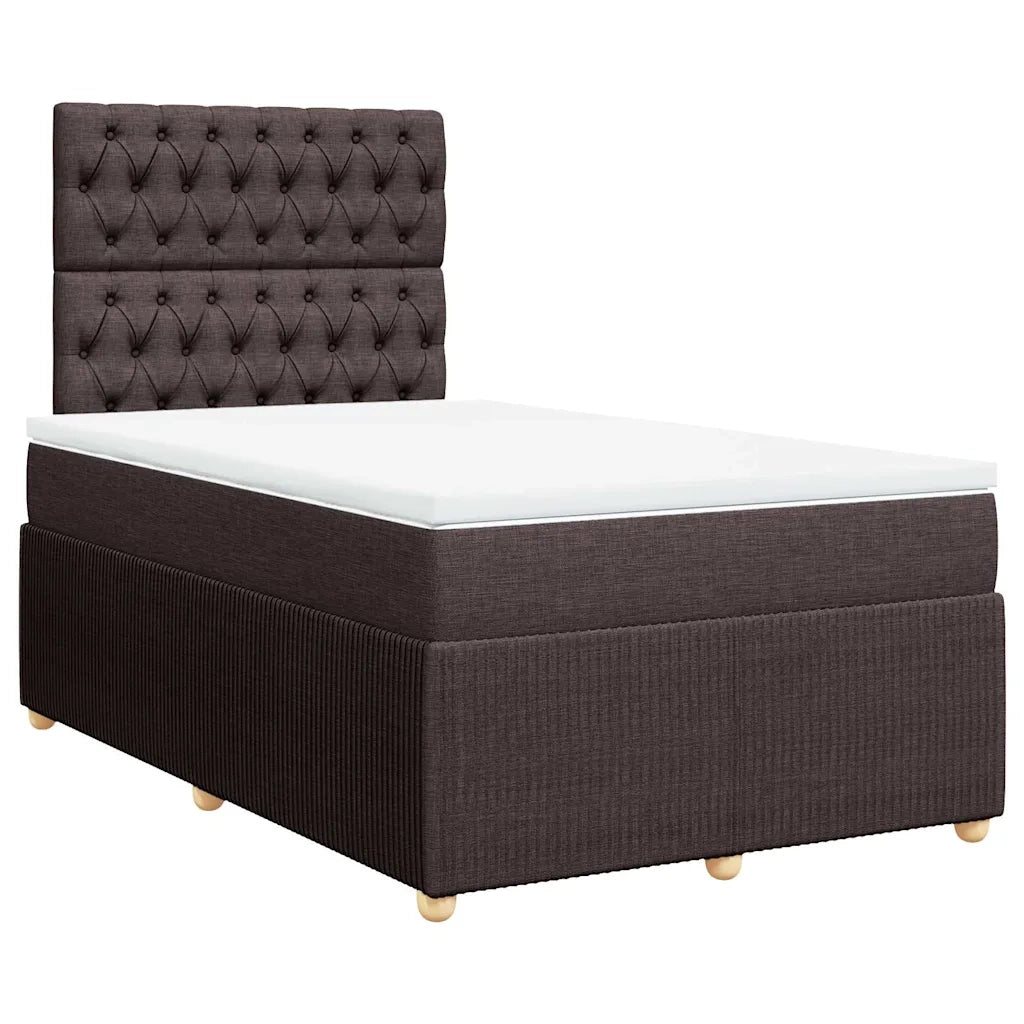 Giroletto a Molle con Materasso Marrone Scuro 120x190cm Tessuto