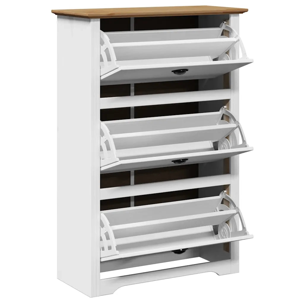 Scarpiera BODO Bianca e Marrone 80x35x118 cm
