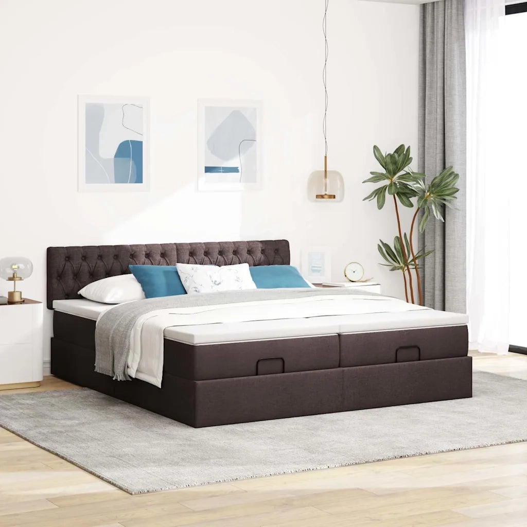 Struttura Letto Pouf con Materassi 200x200 cm in Tessuto 3312874