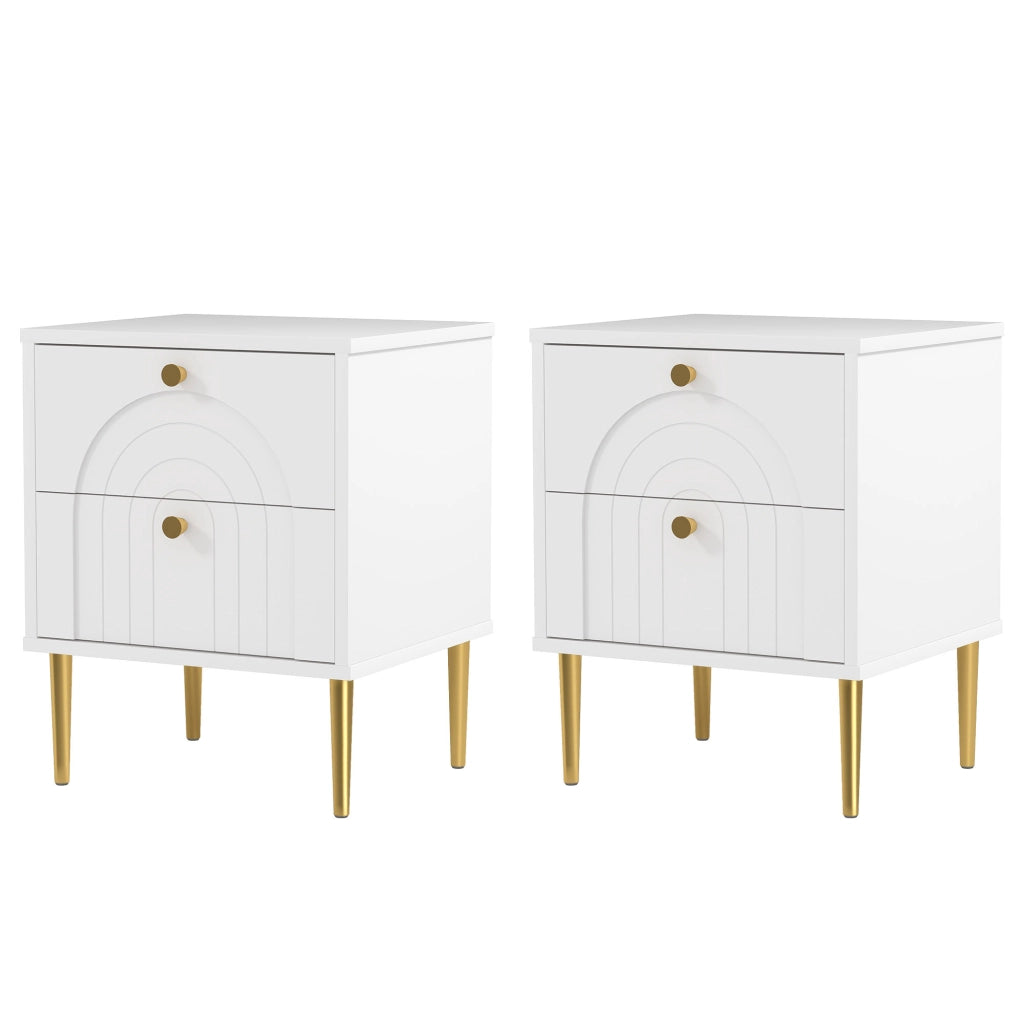 Comodino con cassetto ¨C zephmum ¨C bianco, acciaio, 40x35x50 cm
