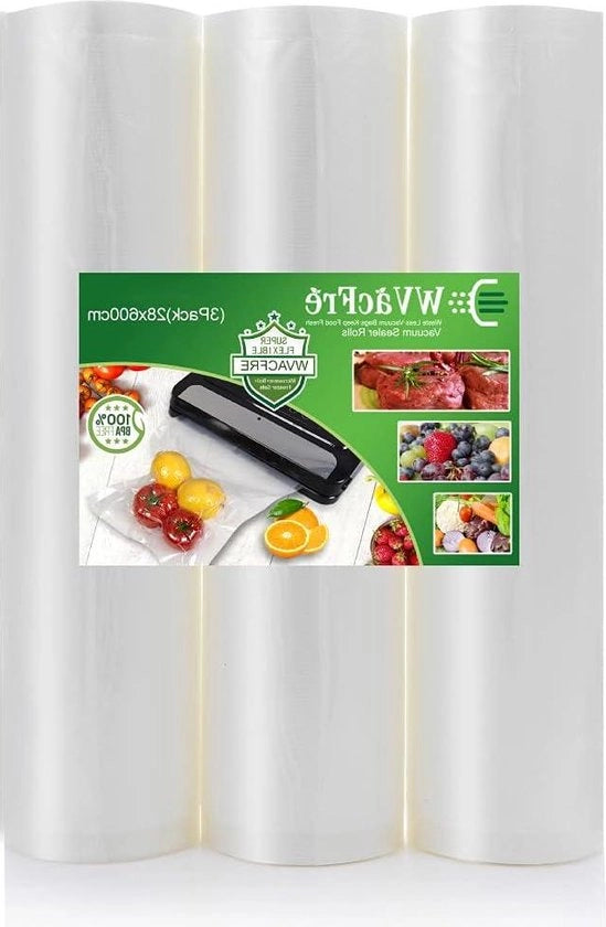 Set di sacchetti per conservazione alimentare - 3-pack - senza BPA - 28x600cm - rilievo pesante - Sous Vide - Sacchetto pretagliato