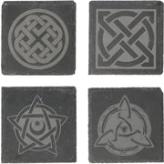 Set di 4 piedini con motivi celtici a nodi | Piedini per bicchieri | Piedini per bicchieri | Motivi mistici | Laser High Definition | Idee regalo vichingo | Set di regali piedini