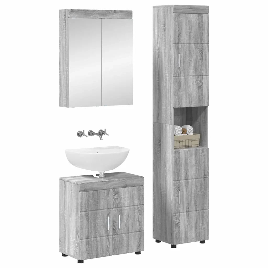 Set di mobili per il bagno con lo scaffale TULUM Grigio Sonoma