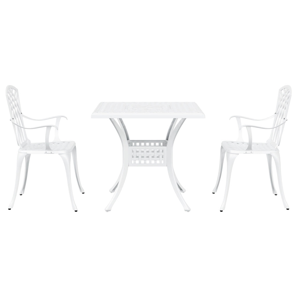 Set Bistro da Giardino 3 Pezzi in Alluminio Bianco