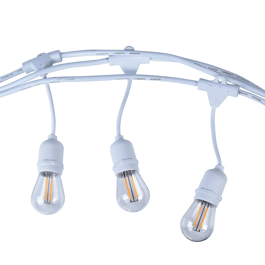 CATENA DI LUCI DA ESTERNO 10MT CON PORTALAMPADE E27 CAVO BIANCO IP54 - PERFETTA PER GIARDINI EVENTI RISTORANTI E FESTE ALL'APERTO