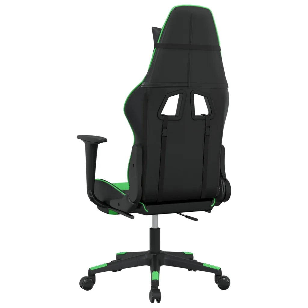 Sedia da Gaming | Sedia da e-sports con Poggiapiedi Nero e Verde in Similpelle
