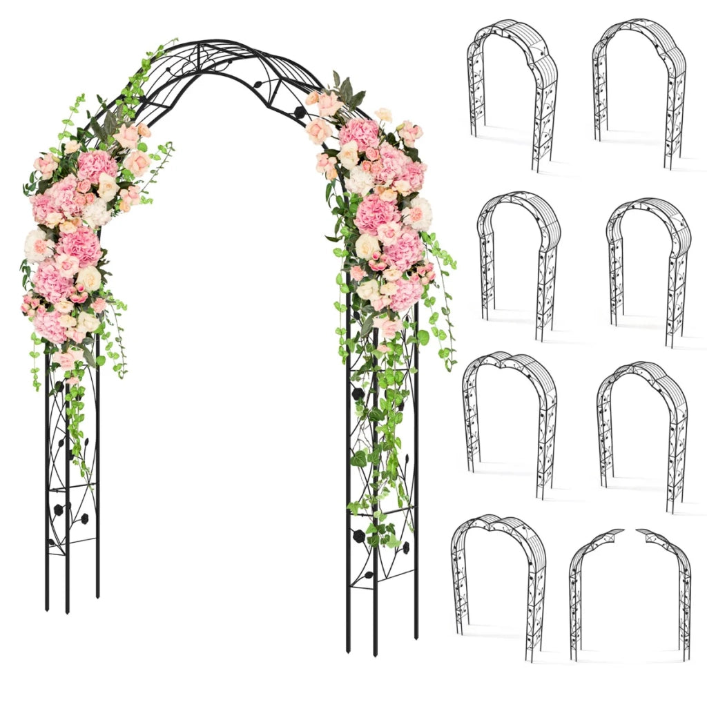 Arco da giardino in metallo per piante rampicanti 150 x 39 x 250 cm resistente e stabile stile moderno metallo nero 20_0020009