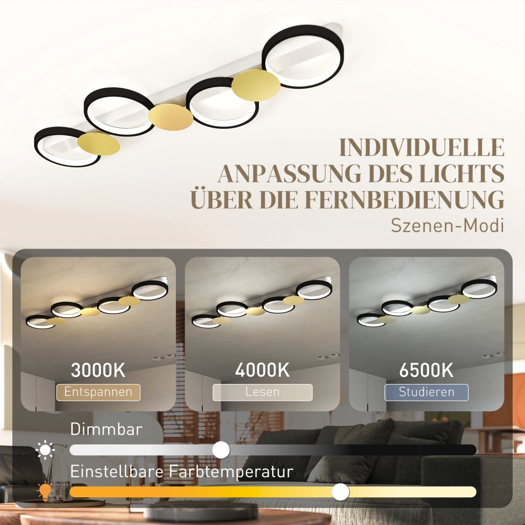 Lampada a LED da soffitto 38W 1500LM 3000K-6500K ¨C zephmum ¨C Nero+Oro