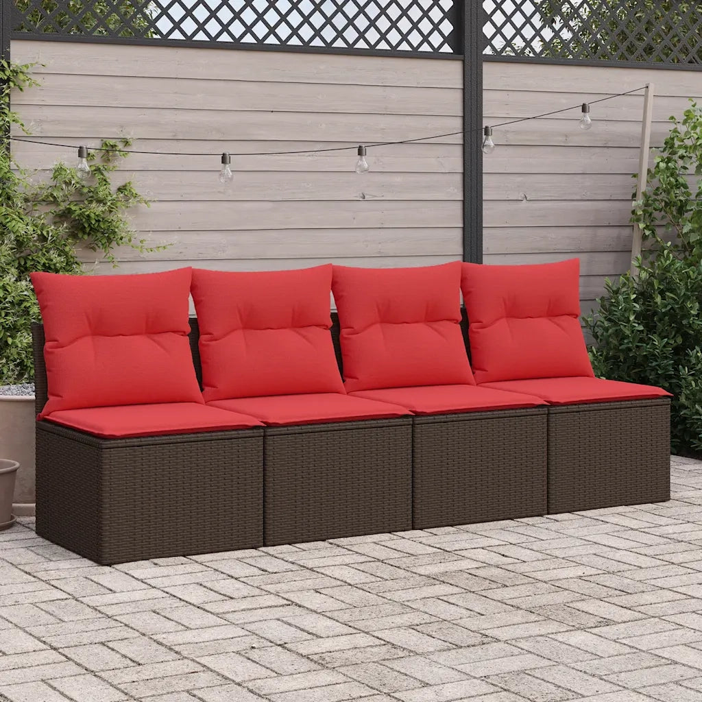 vidaXL Set Divano Giardino 4 pz con Cuscini Marrone Polyrattan Acacia