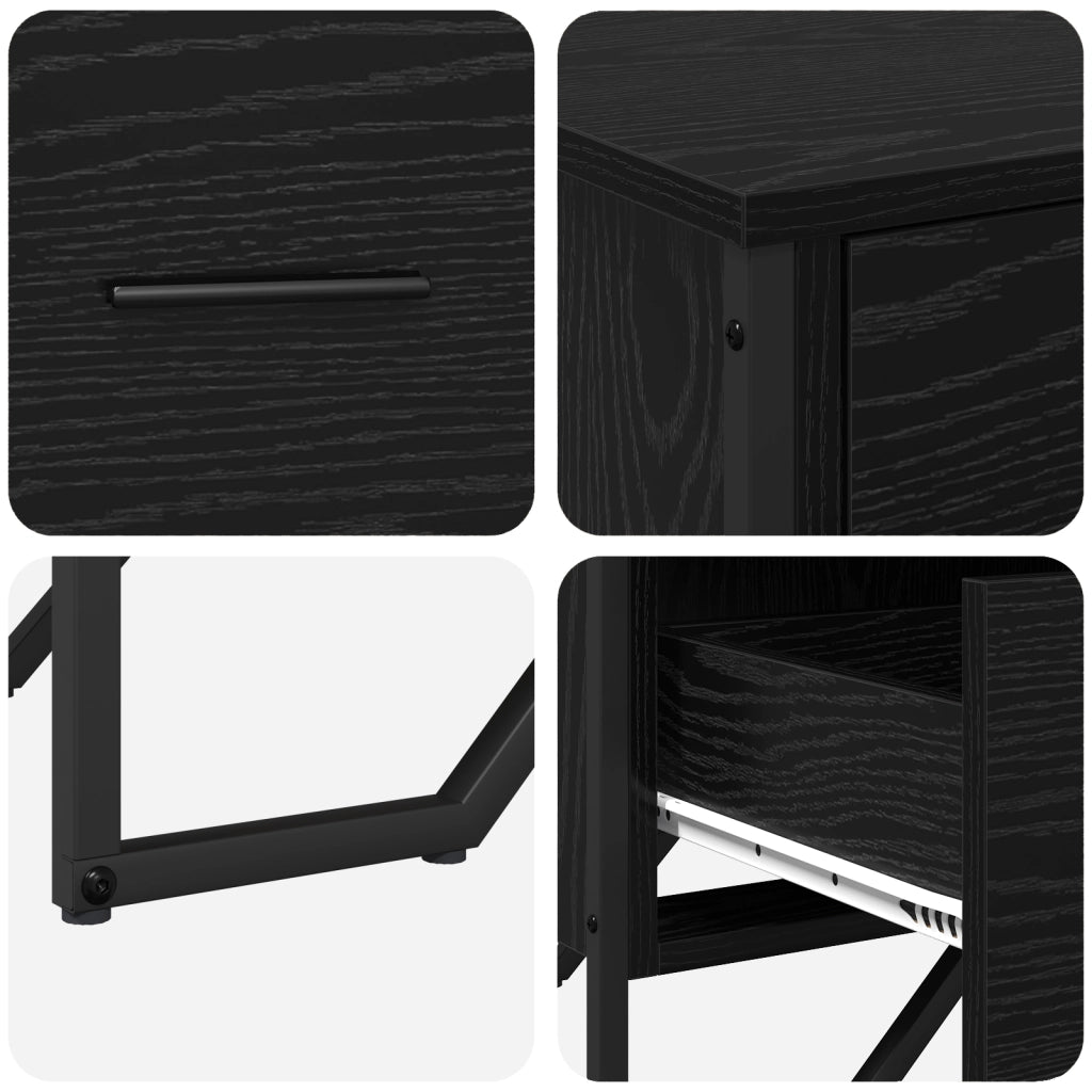 Cassettiera Rovere Nero 91x35.5x74.5 cm Legno ingegnerizzato