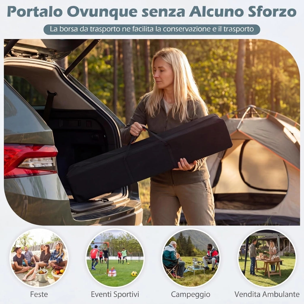 Gazebo da Giardino 3 x 3 M, Tendone Parasole con Telo Impermeabile e Resistente, Sacchi di Sabbia, Pieghevole, Portatile e Altezza Regolabile, per Esterno, Mercati, Fiere e Campeggio (Nero)