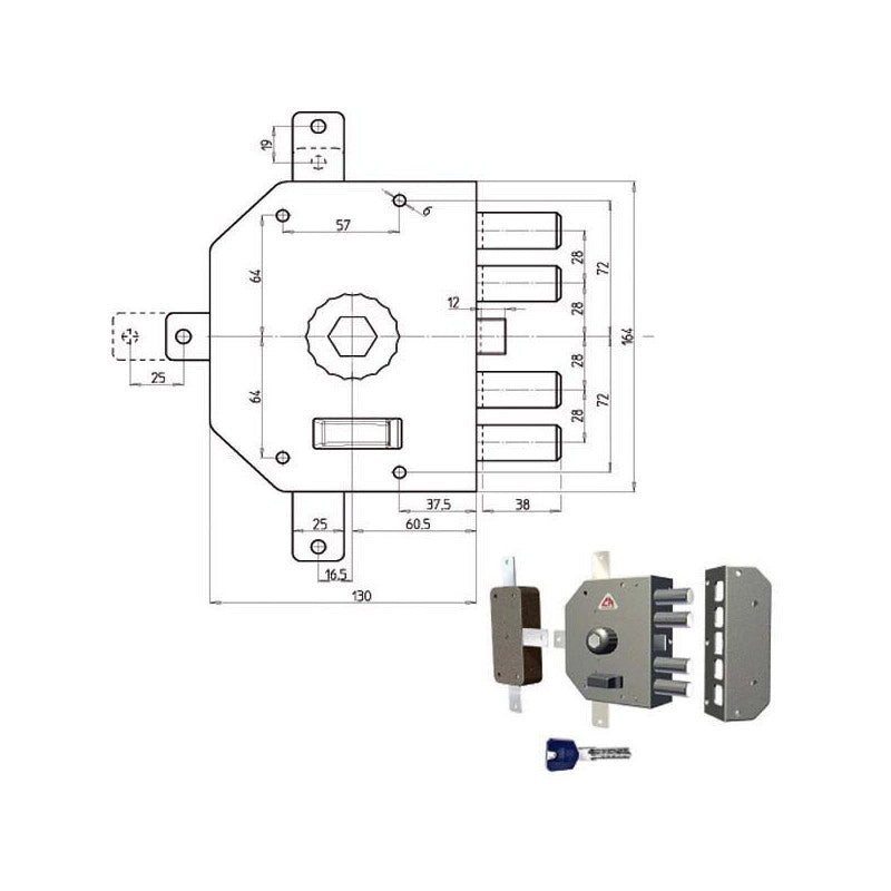 Serratura Sic.Quintuplice Dx Pompa 3350P Cr