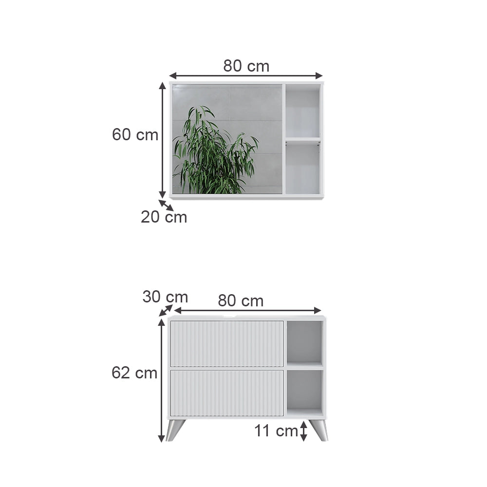 Vicco Set di mobili da bagno Bianco 80 cm, set 1