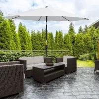 Ombrellone da Giardino 3x2.5 m Inclinabile con Palo Smontabile, in Metallo e Poliestere Bianco