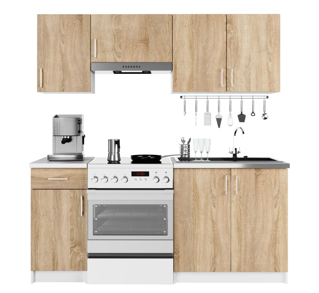 Mobile da cucina pensile sistema AKORD LIMA Bianco 30 cm 1 anta inserto frontale Sonoma Quercia 30x30,5x72 cm