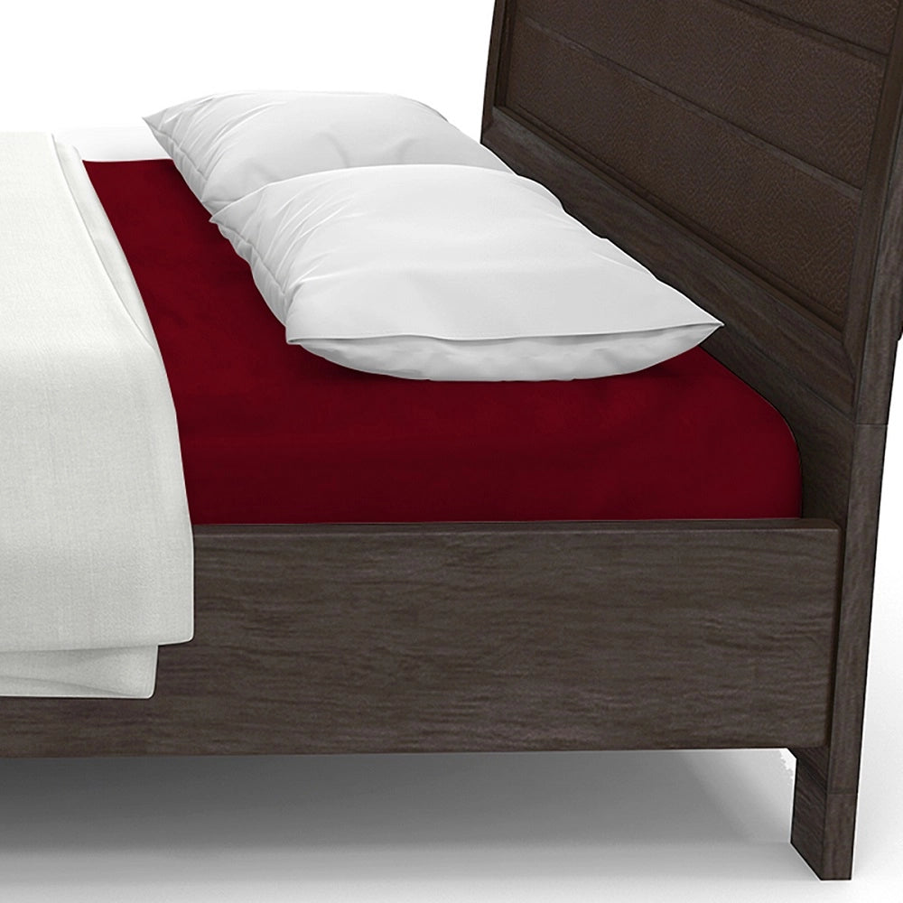 Lenzuolo letto sotto con angoli 100% puro cotone Made in Italy tinta unita Bordeaux - 2 Piazze maxi