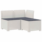 Divano da giardino 3 posti con cuscini in look rattan PP Bianco 8011899