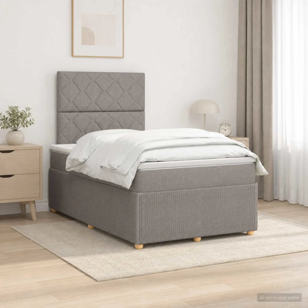 Letto box spring con materasso Tortora 120 x 190 cm Tessuto 3454358