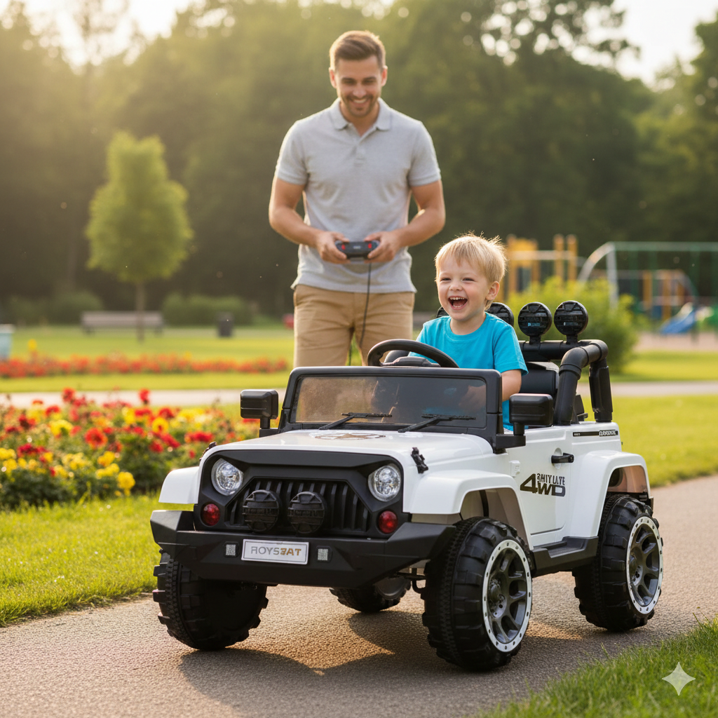 Macchina Elettrica per Bambini Fuoristrada Adventure 12V con Telecomando Bianco