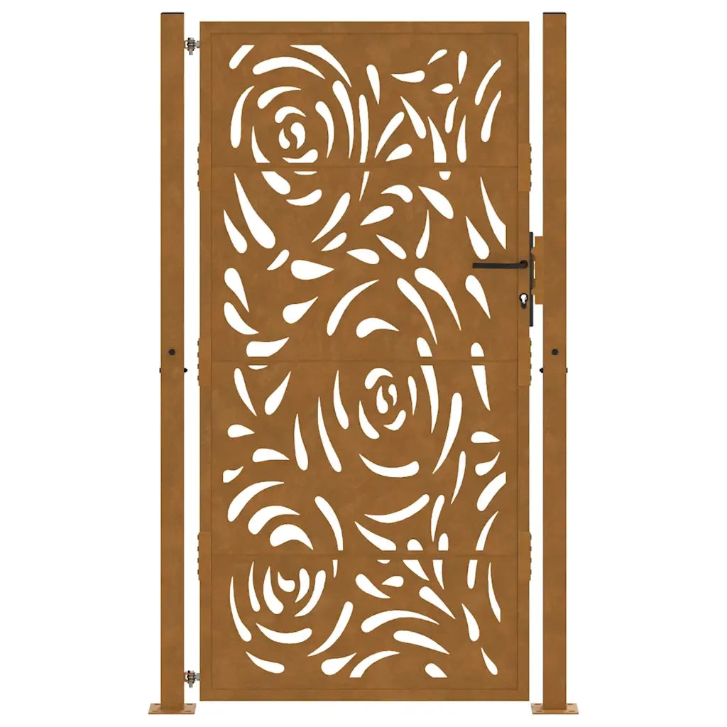 Cancello da giardino 100x200 cm in acciaio corten con design a fiamma 4100998